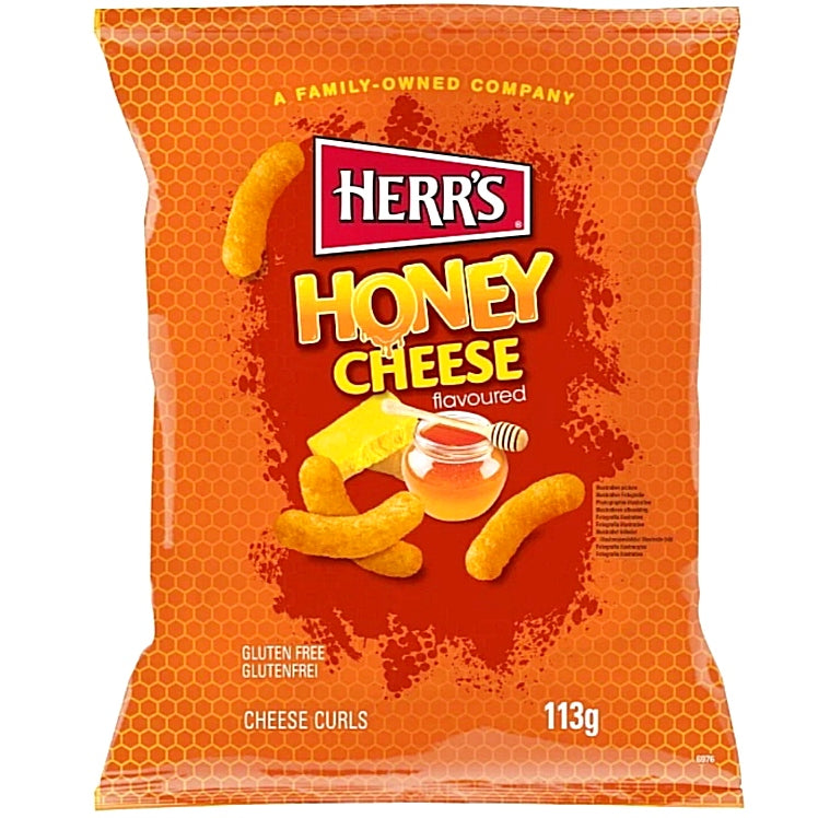Herr's Honey Cheese Flavored Curls 113g USA Mais Flips mit Käse und Honiggeschmack