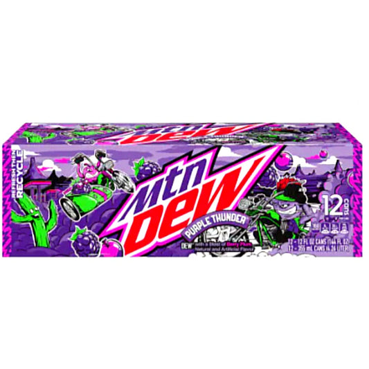 12 X Mountain Dew USA Purple Thunder 355 ml Dose
